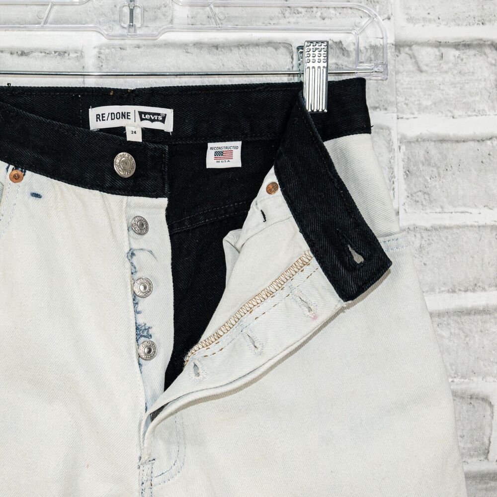 RE/DONE x Levi's size 24 2-Tone Black White Denim Jeans Vintage stained - Picture 4 of 10